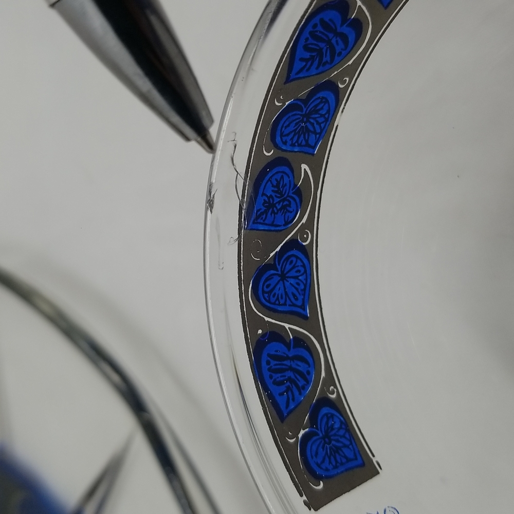 Culver Glass Mid Century Modern Blue Hearts Bar Set - Picture 16 of 16